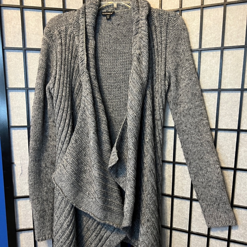 Express Charcoal Open Front Cardigan